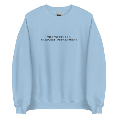 The Tortured Princess Department Black Embroidered Sweatshirt | Adult Gildan Unisex